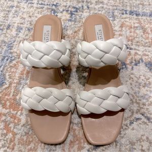 Steven by Steve Madden Belize white leather sandals